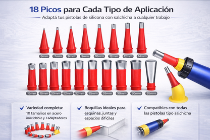 Kit 18 Picos Aplicadores Pistola Universal