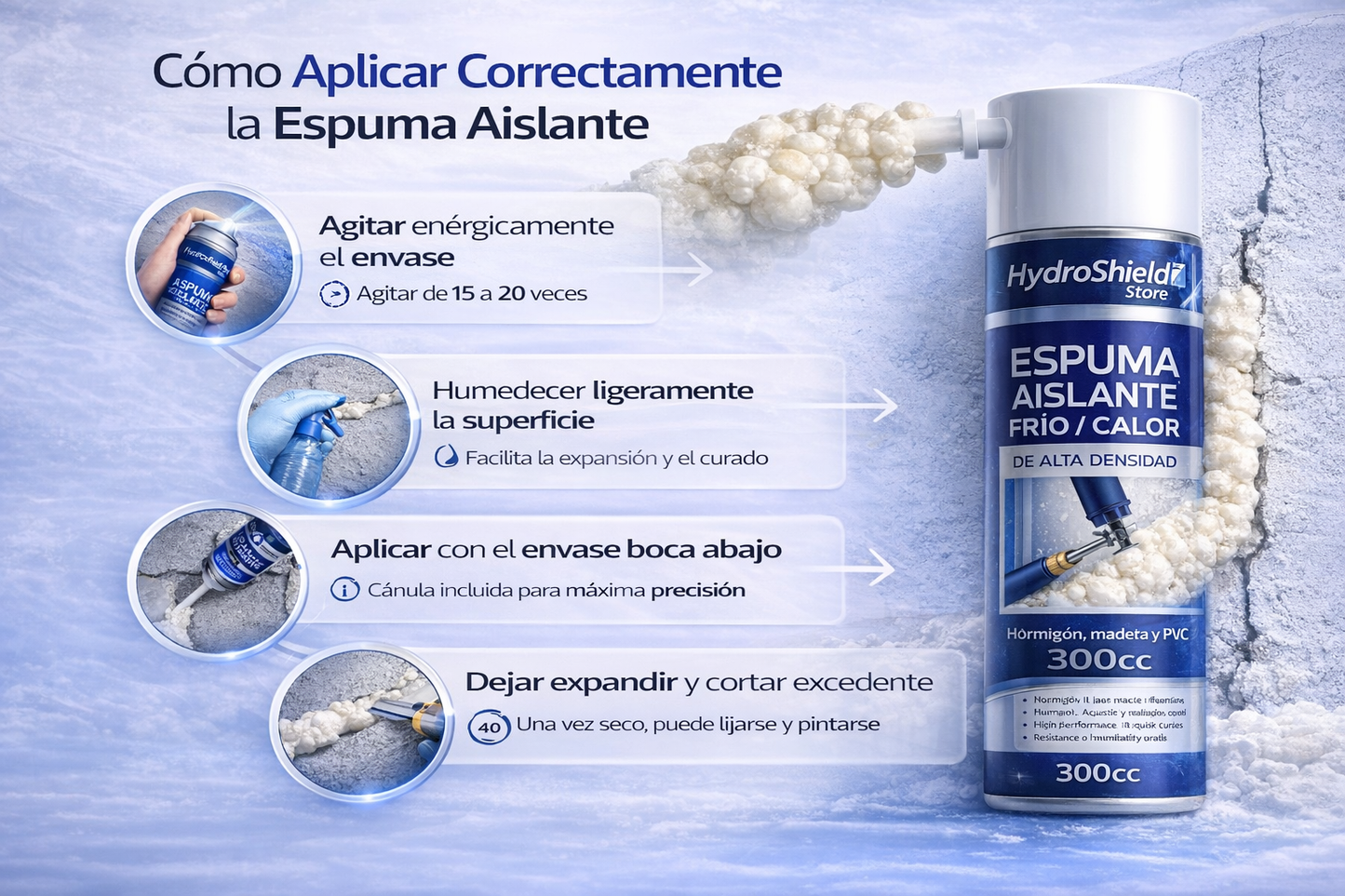 Pack 6 Spray Aislante Frio Calor en Espuma de alta densidad