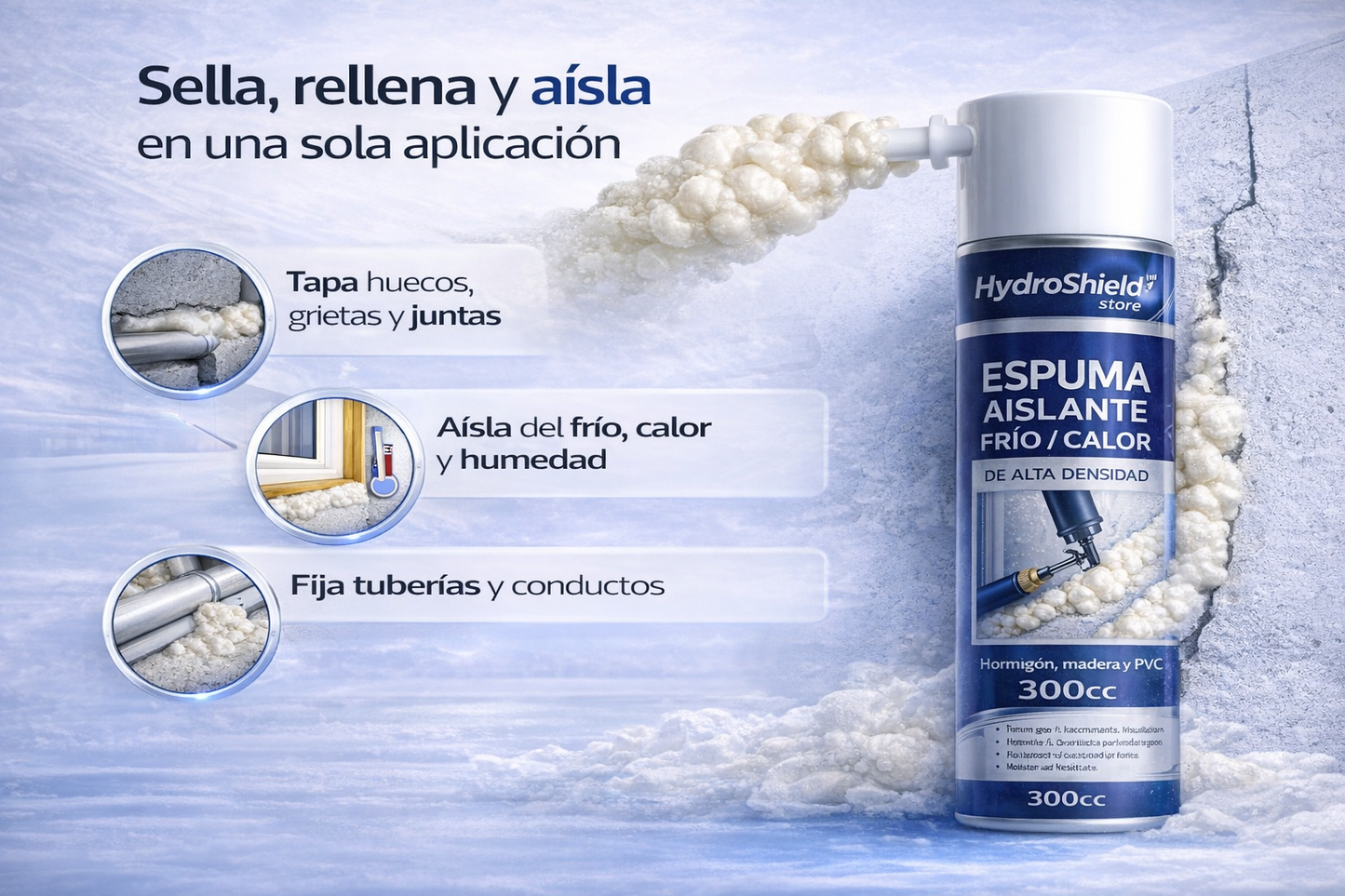 Pack 6 Spray Aislante Frio Calor en Espuma de alta densidad
